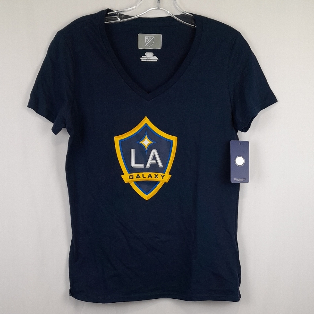 MLS LA Galaxy Navy Blue Vneck Short Sleeve Graphic Shirt